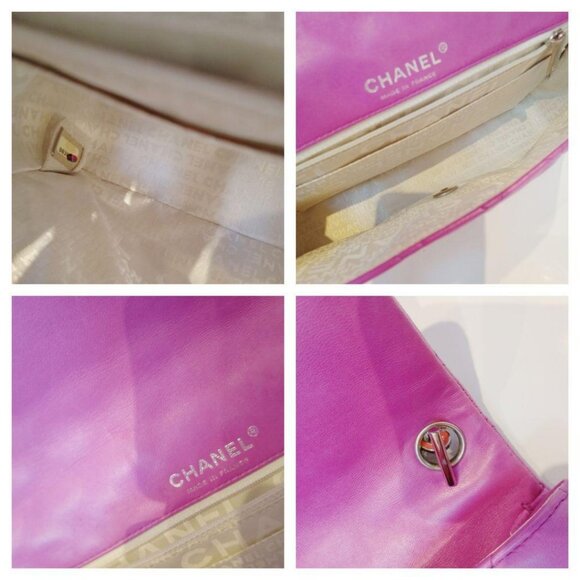 Authentic CHANEL CC Medium Classic Flap Lambskin Quilted Pink Valentine Handbag - Picture 11 of 11